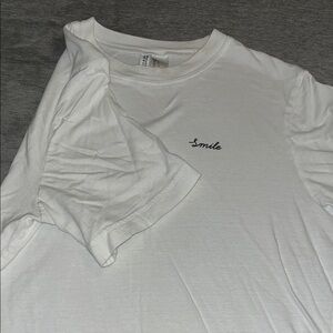 White Short Sleeve Tee with 'Smile'